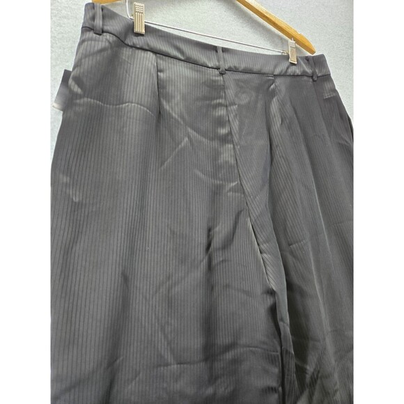 NWT Alfani Womens Black Stripe Satin Wide Leg Trousers Career Pants Plus Size 18 - Picture 6 of 6
